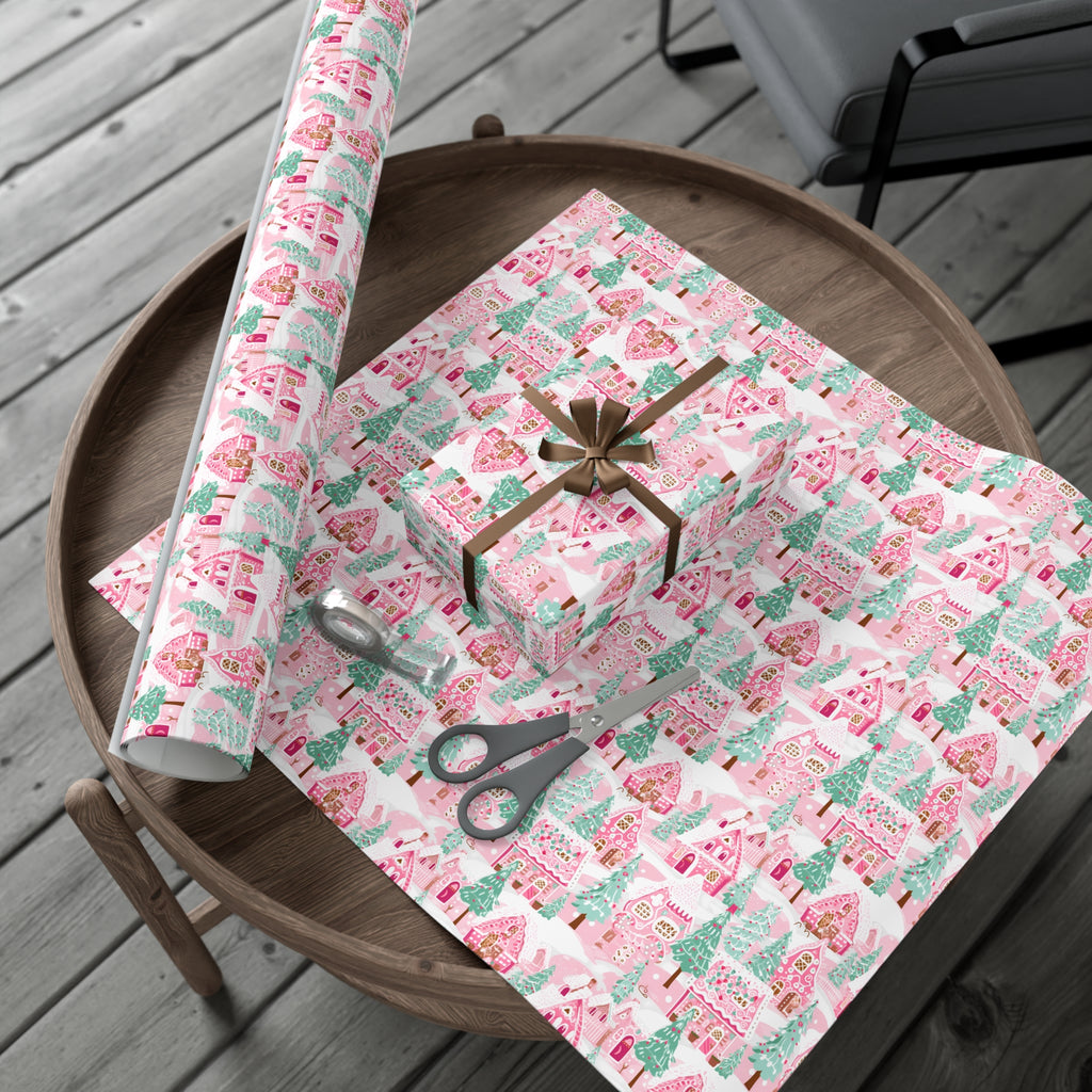 Pastel Holiday Village Wrapping Paper
