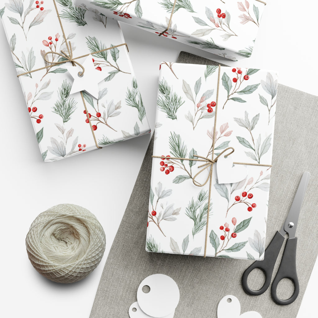 Watercolor Winter Berry Wrapping Paper