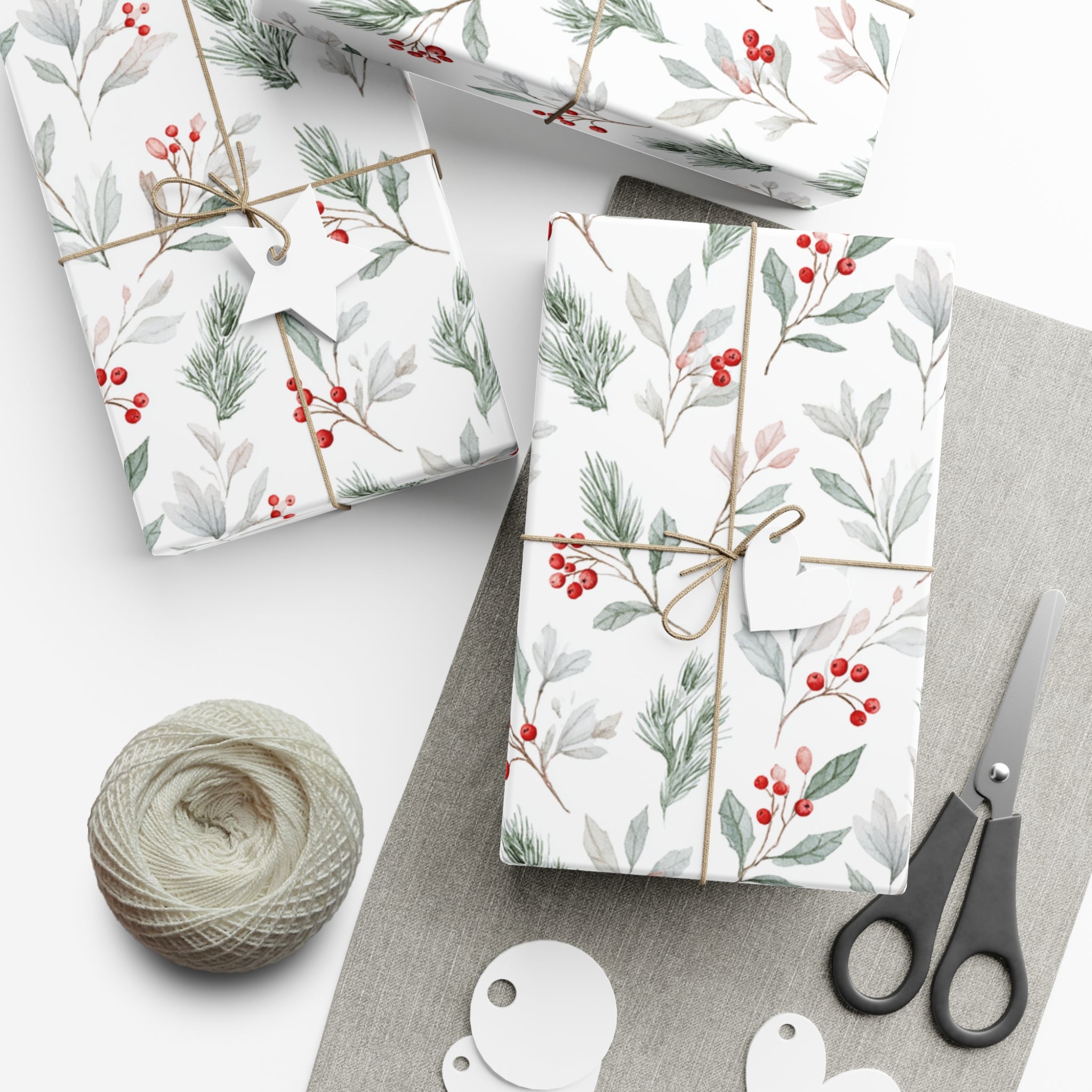 Watercolor Winter Berry Wrapping Paper