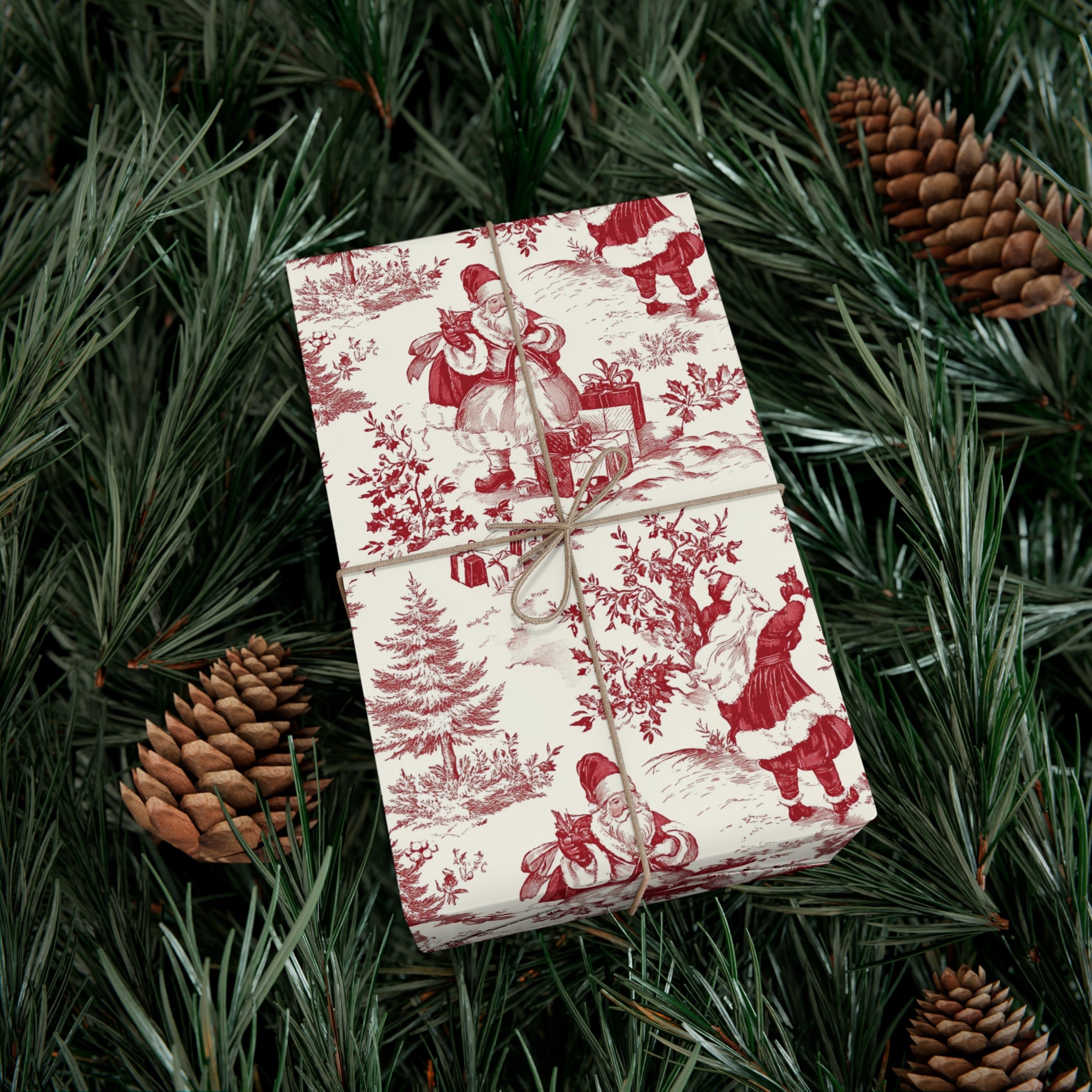 Vintage Red Santa Toile Wrapping Paper