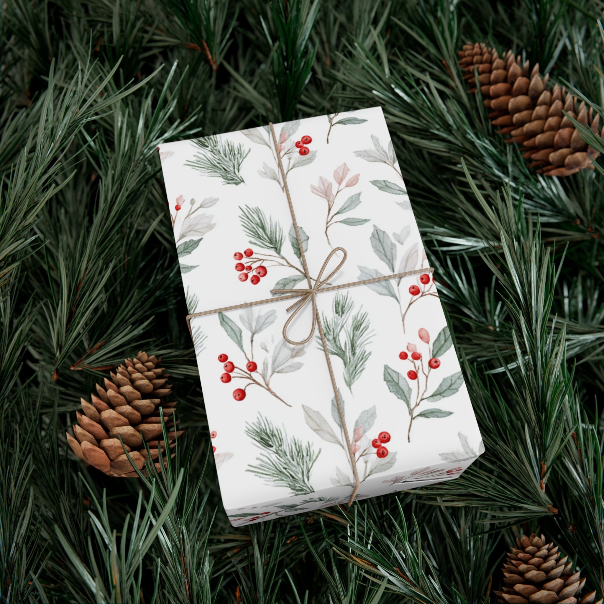 Watercolor Winter Berry Wrapping Paper