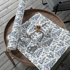 Vintage Blue Santa Toile Wrapping Paper