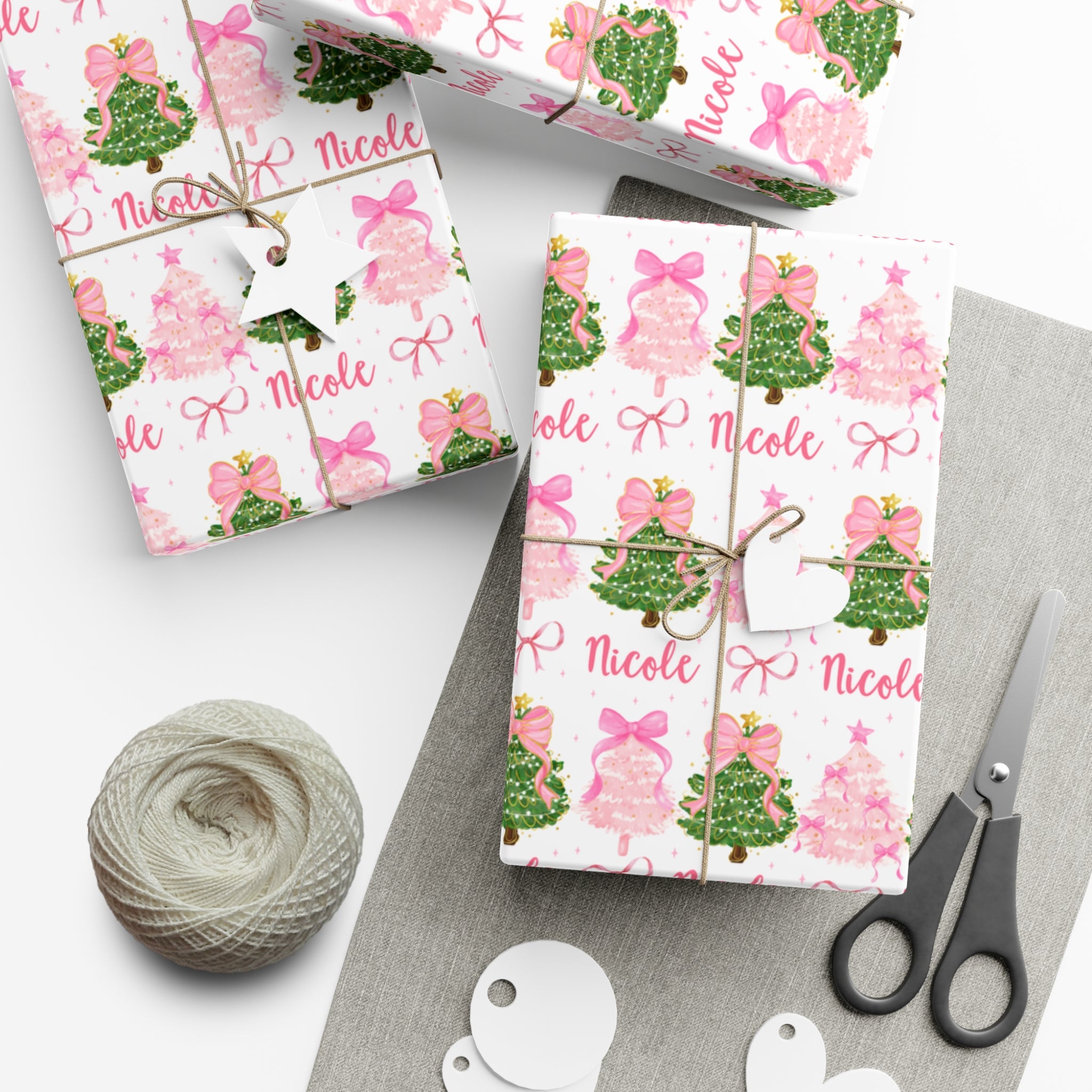 Custom Coquette Christmas Tree Wrapping Paper