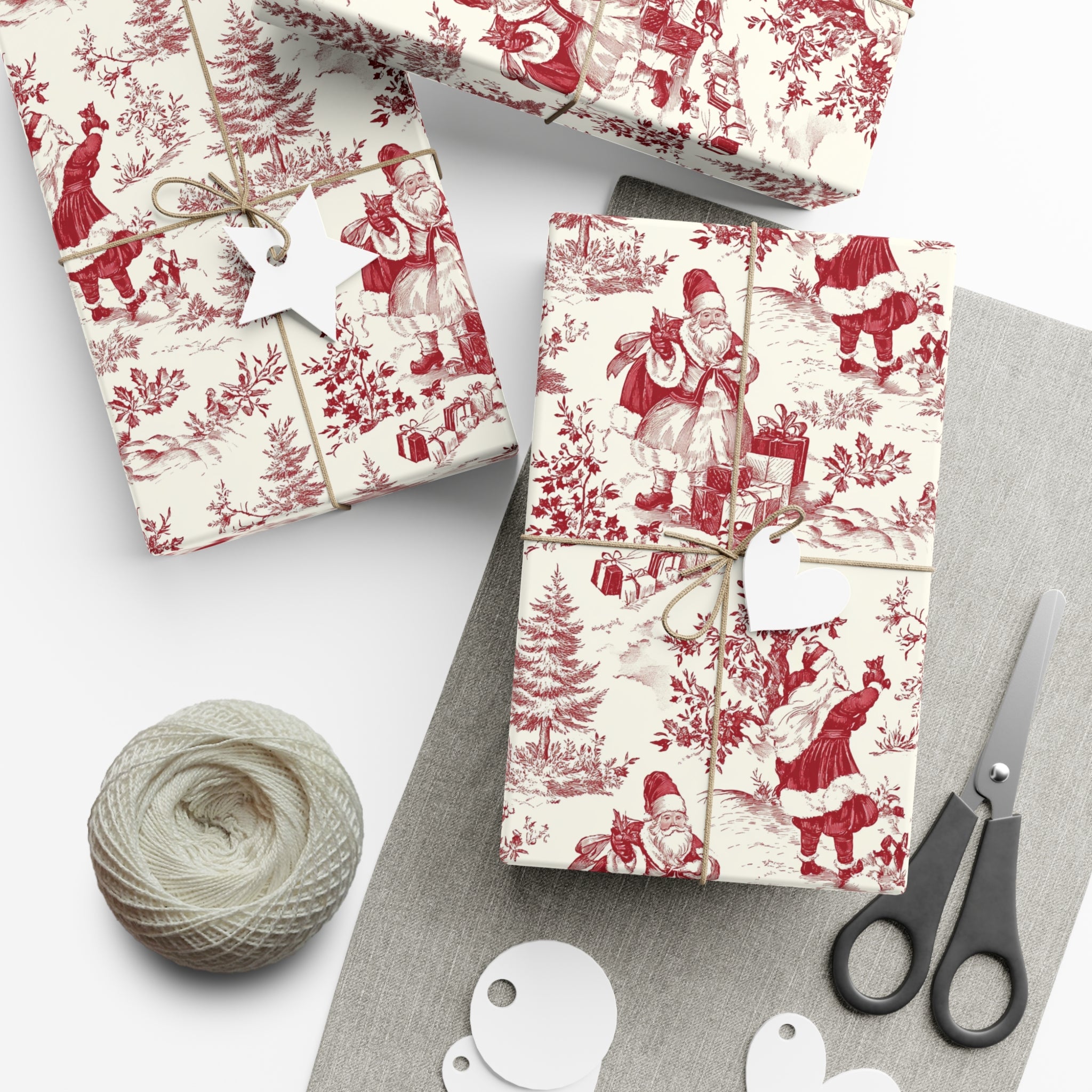 Vintage Red Santa Toile Wrapping Paper