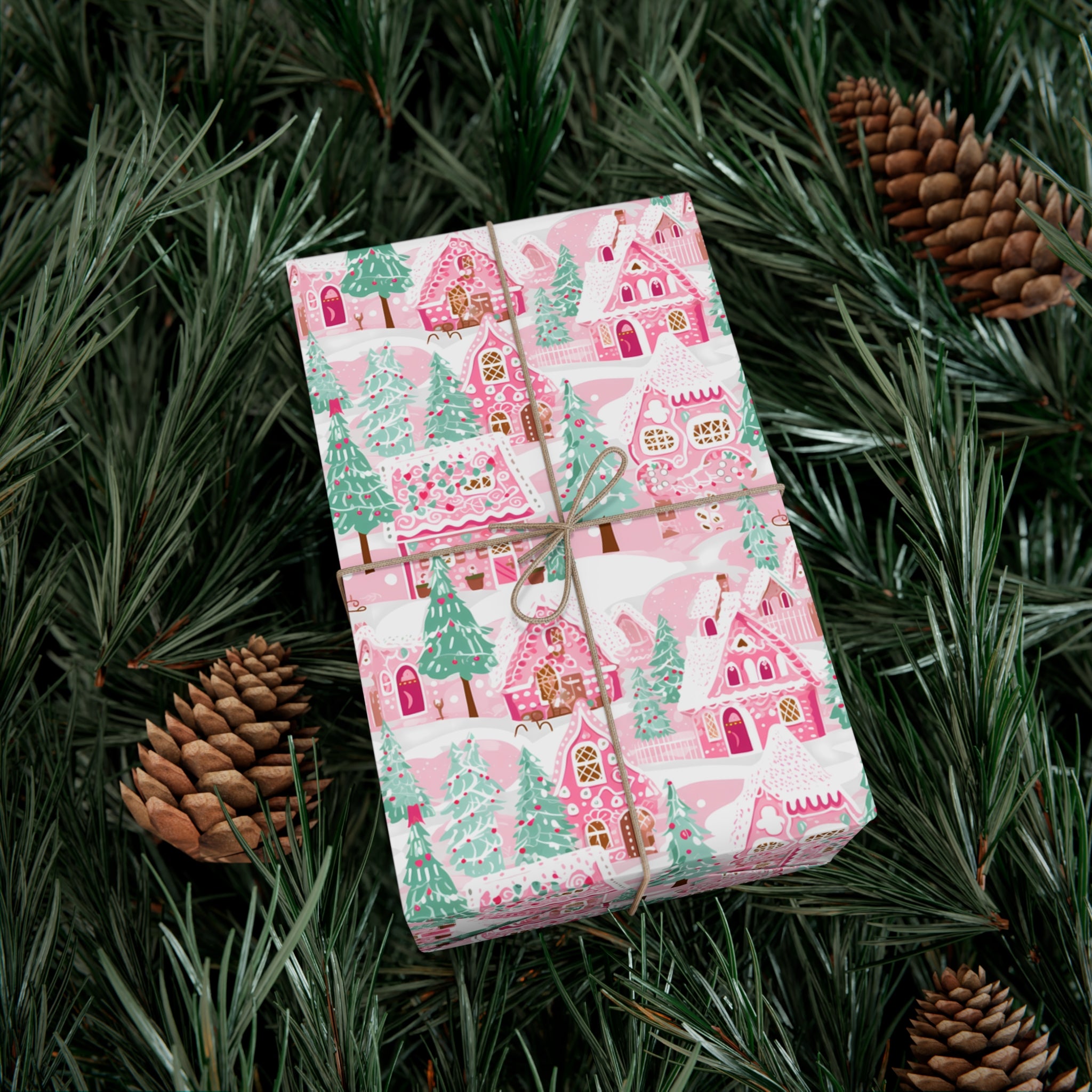 Pastel Holiday Village Wrapping Paper