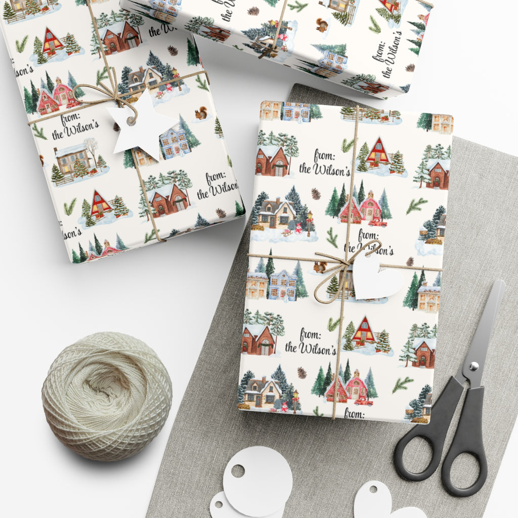 Custom Winter Village Wrapping Paper