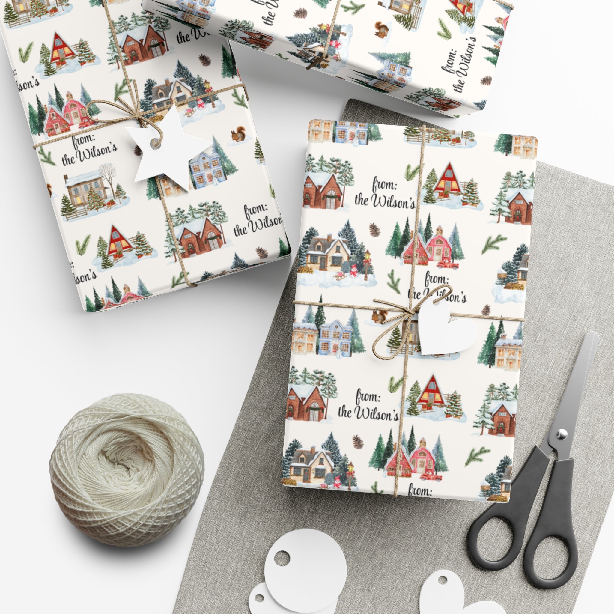 Custom Winter Village Wrapping Paper