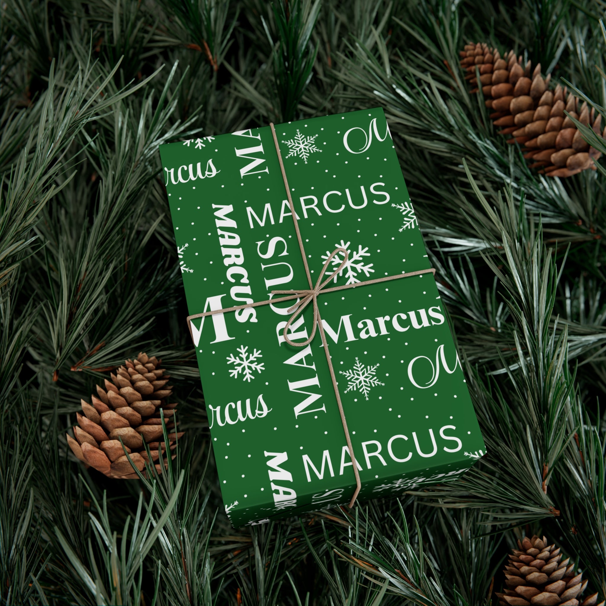Green Custom Name Collage Wrapping Paper