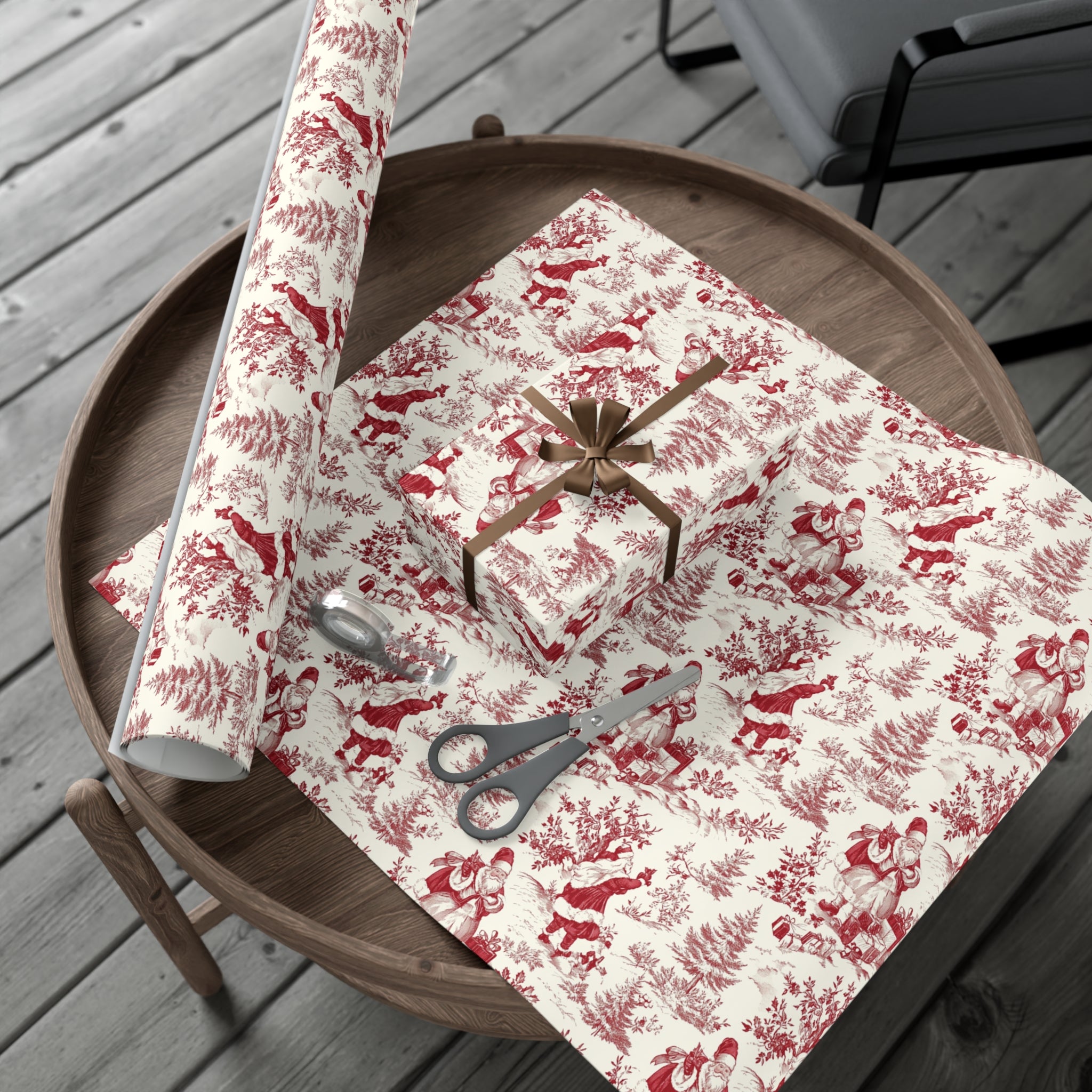 Vintage Red Santa Toile Wrapping Paper
