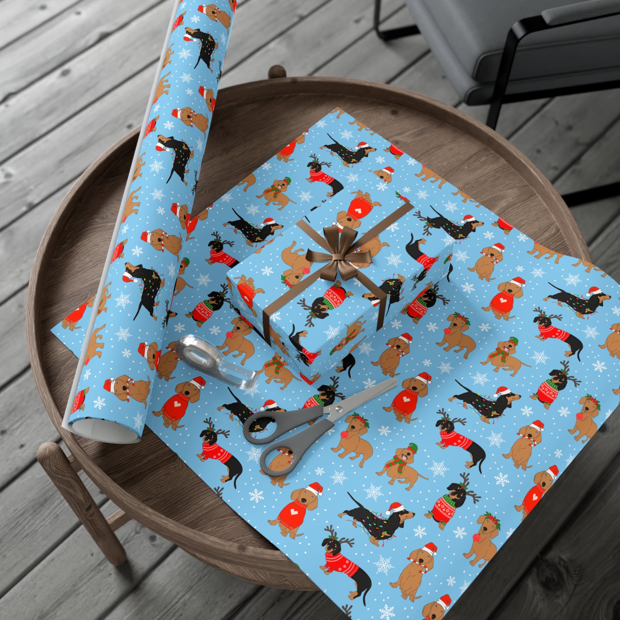 Winter Wiener Dog Wrapping Paper