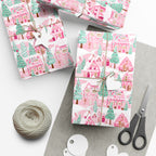 Pastel Holiday Village Wrapping Paper