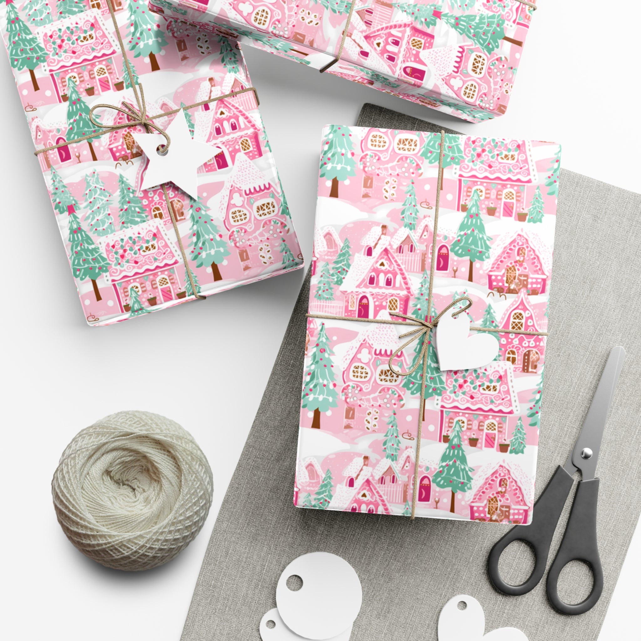Pastel Holiday Village Wrapping Paper
