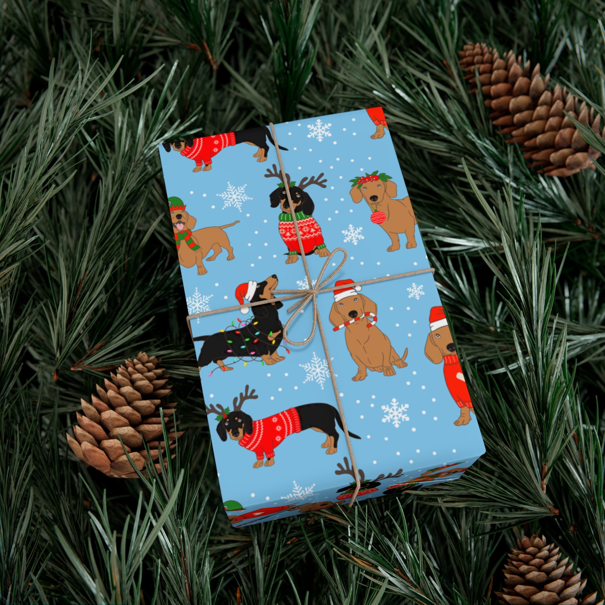Winter Wiener Dog Wrapping Paper