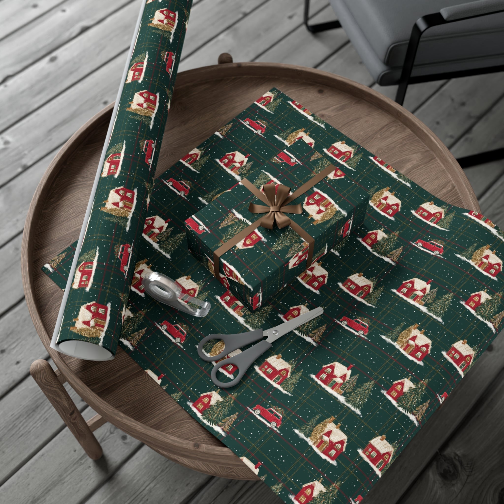 Classic Green Plaid Cabin Wrapping Paper