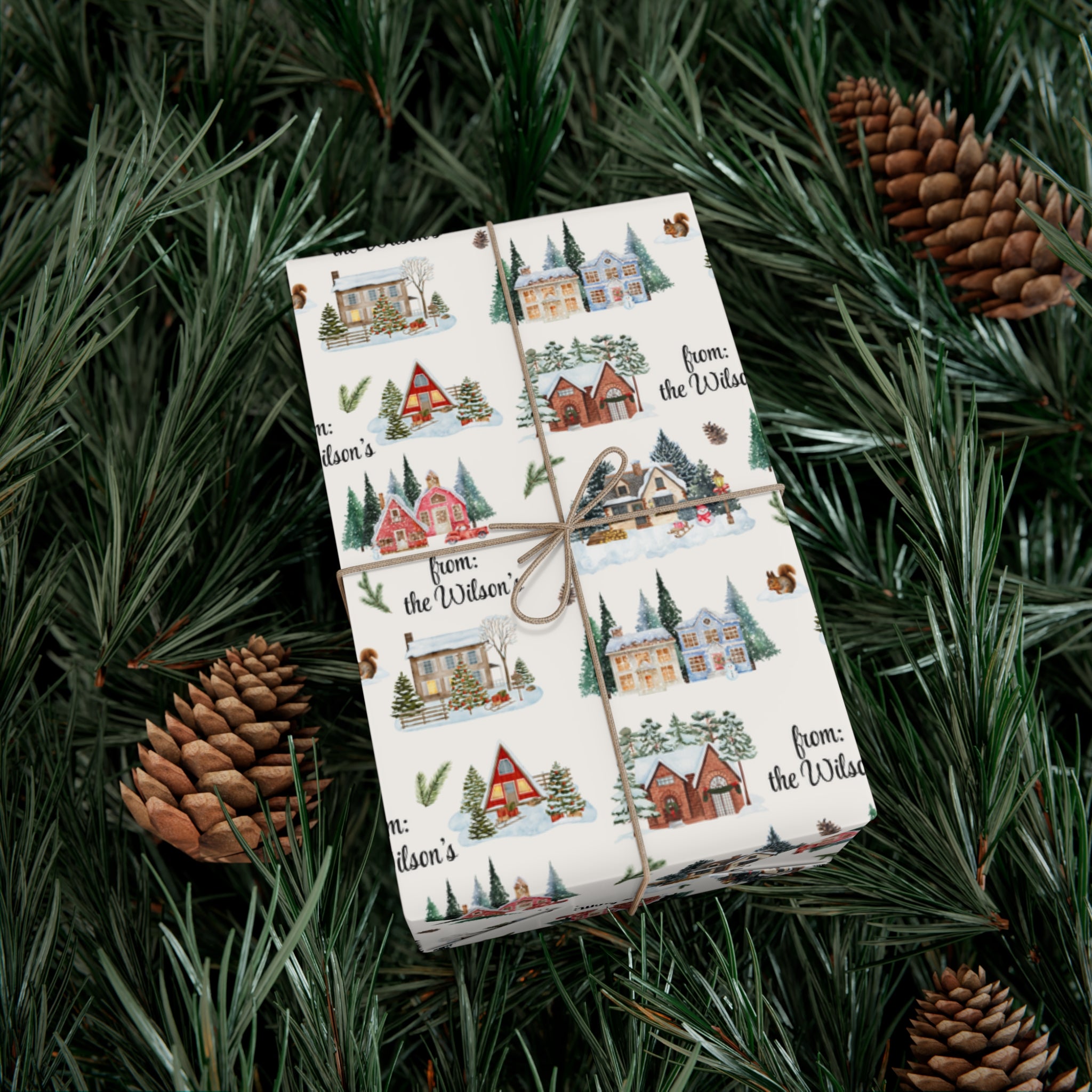 Custom Winter Village Wrapping Paper