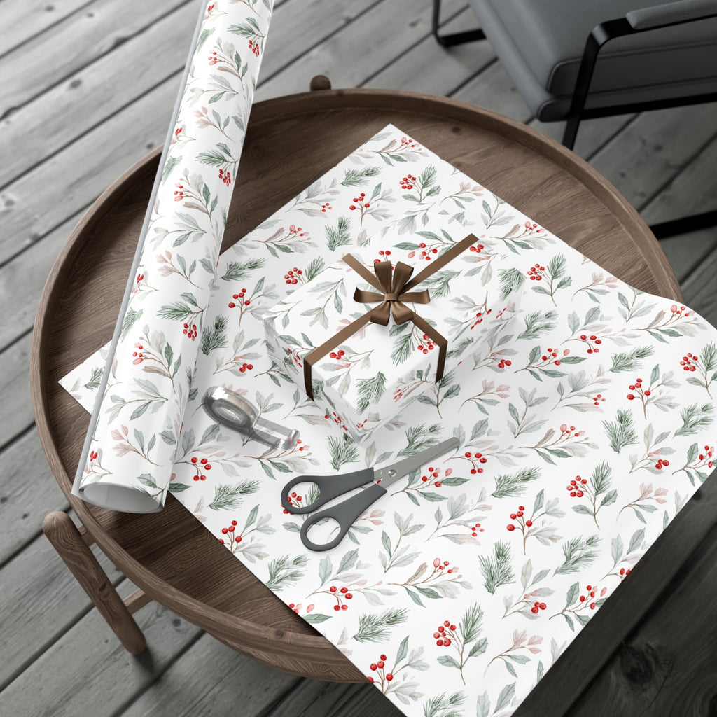 Watercolor Winter Berry Wrapping Paper