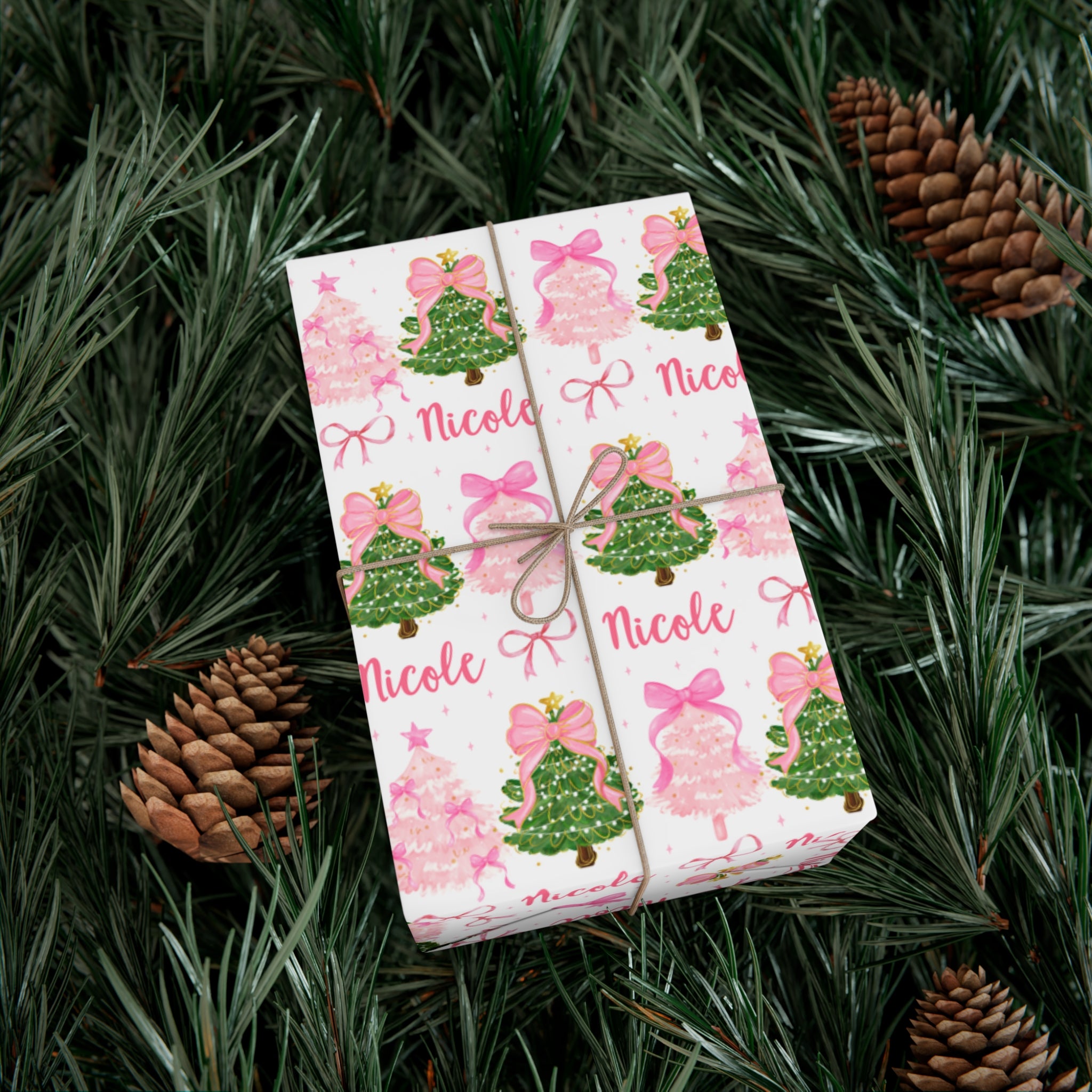 Custom Coquette Christmas Tree Wrapping Paper