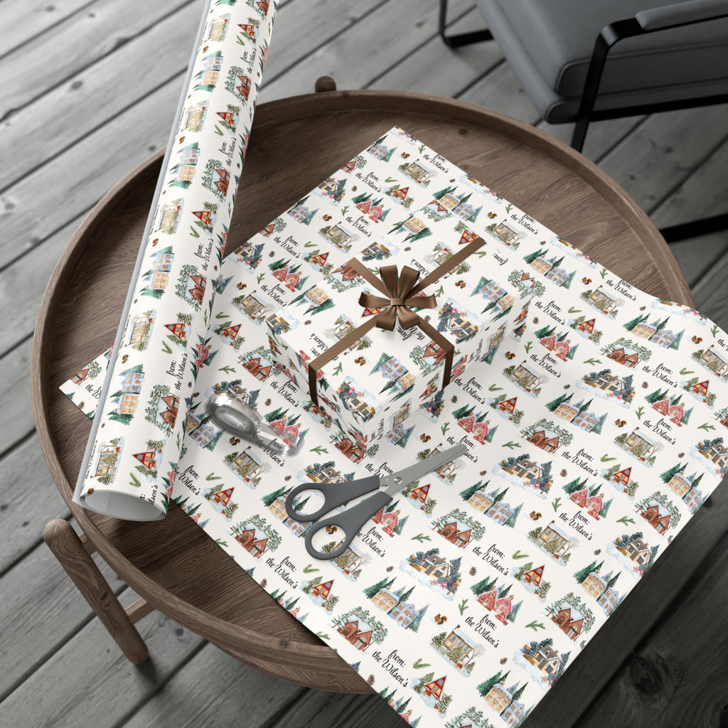 Custom Winter Village Wrapping Paper