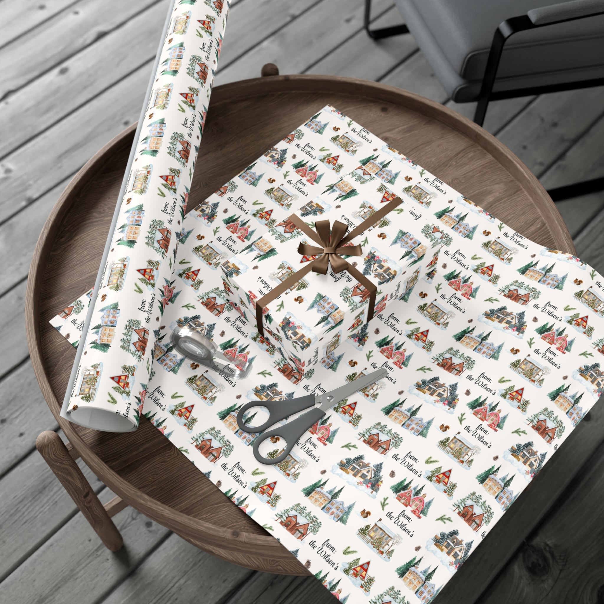 Custom Winter Village Wrapping Paper