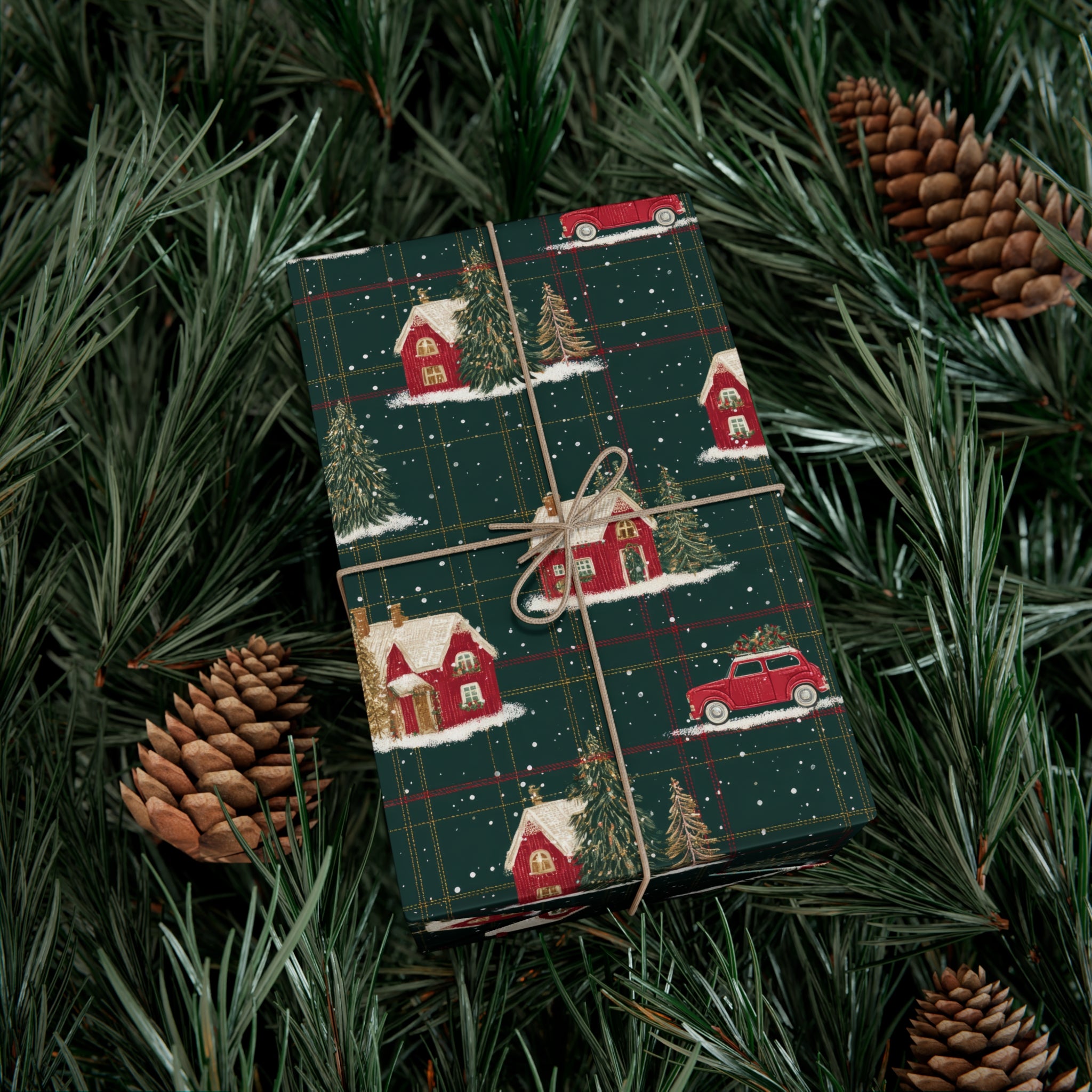 Classic Green Plaid Cabin Wrapping Paper