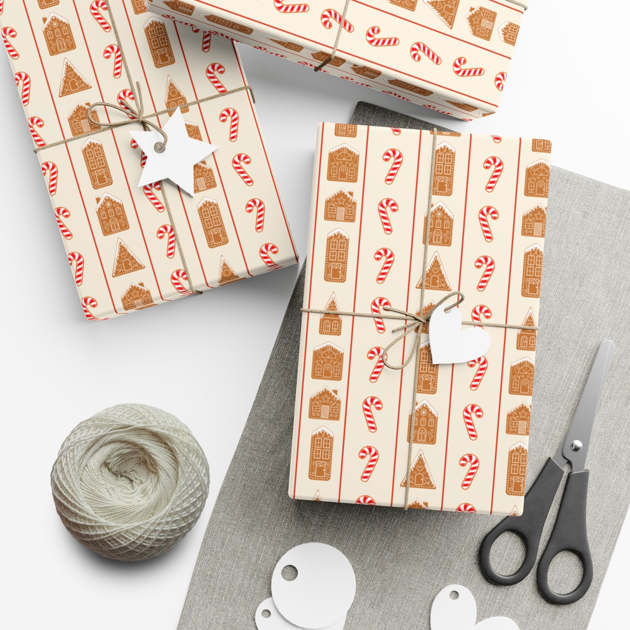 Gingerbread Candy Cane Stripe Wrapping Paper