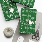 Green Custom Name Collage Wrapping Paper