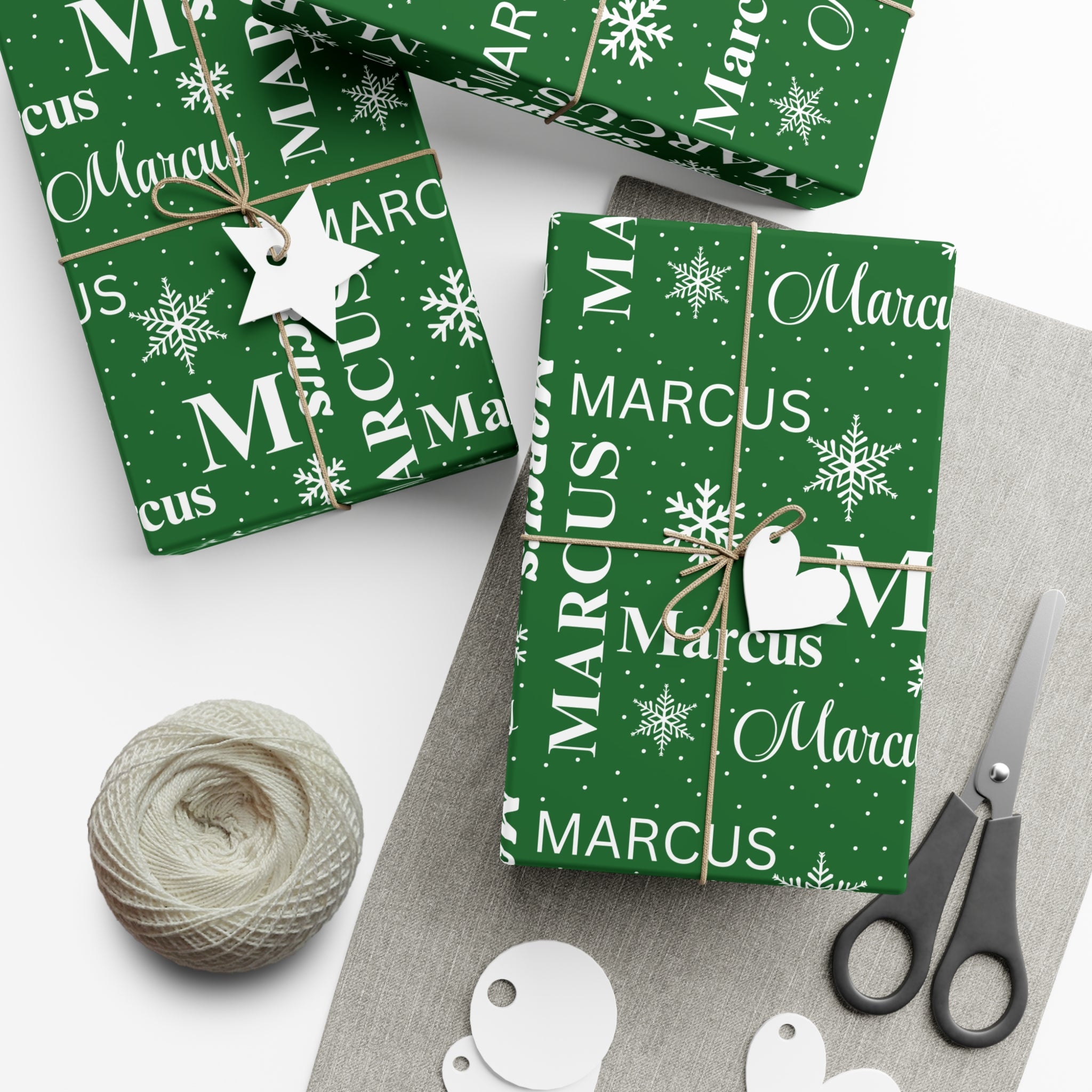 Green Custom Name Collage Wrapping Paper