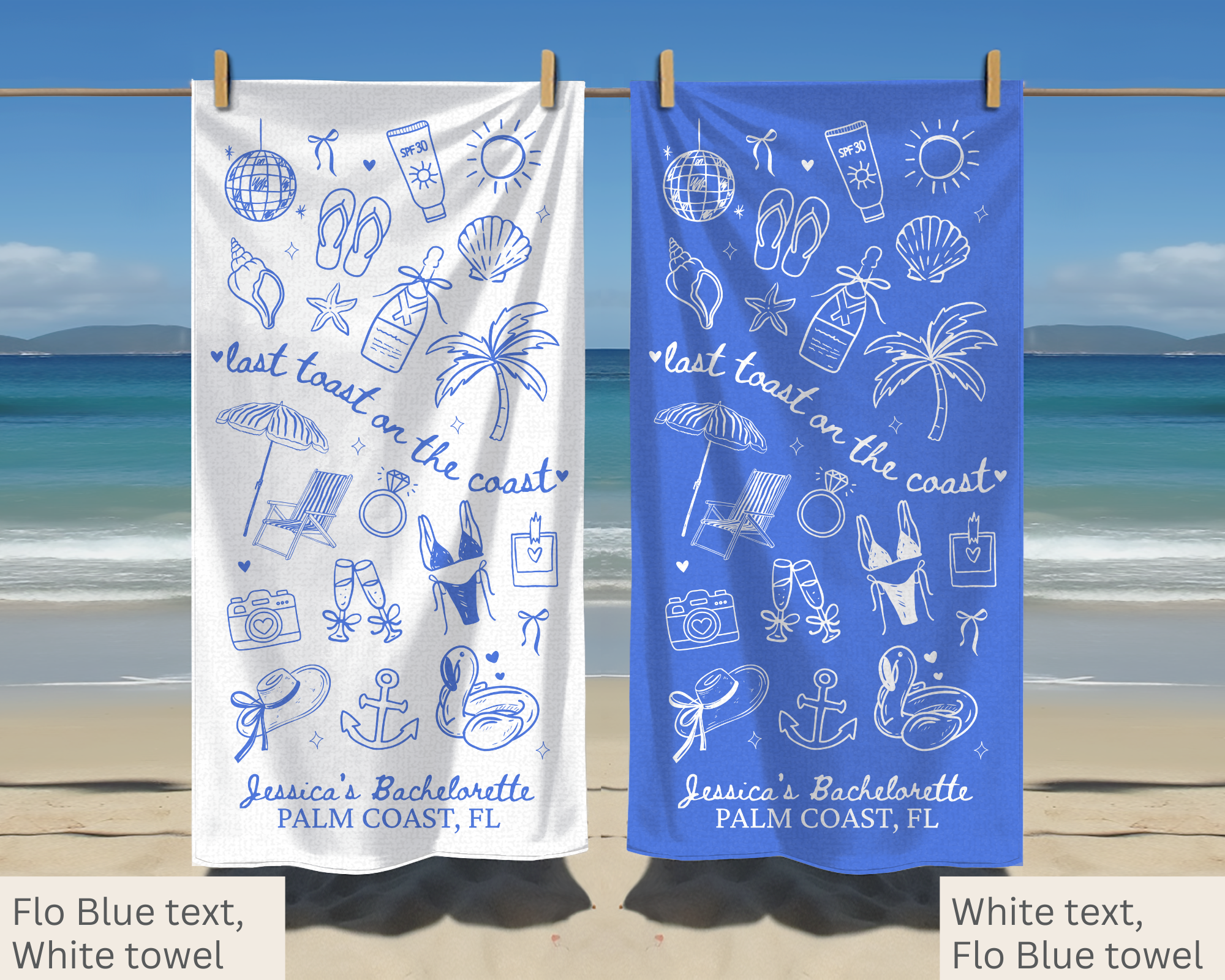 Last Toast on the Coast Bachelorette Towel