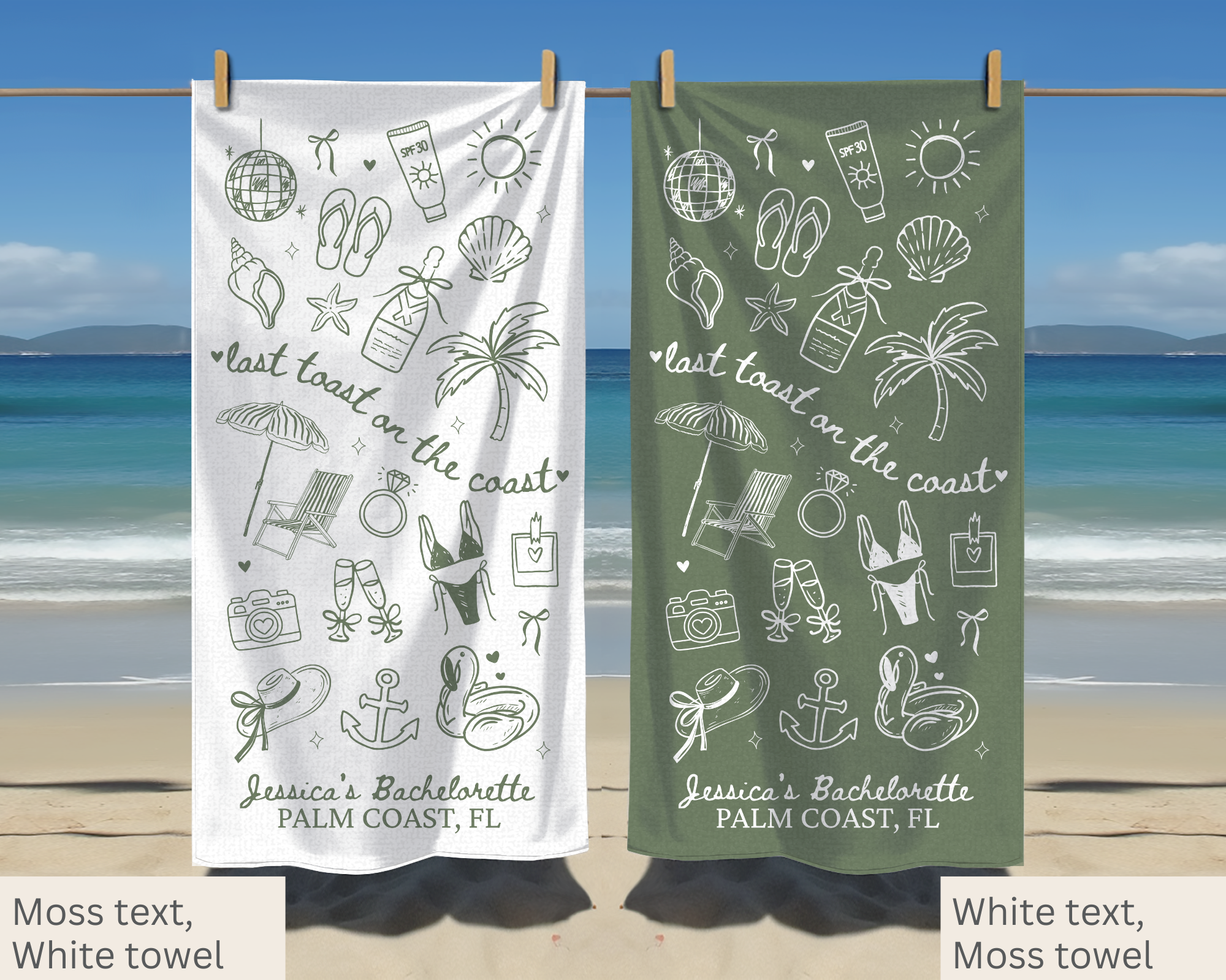 Last Toast on the Coast Bachelorette Towel