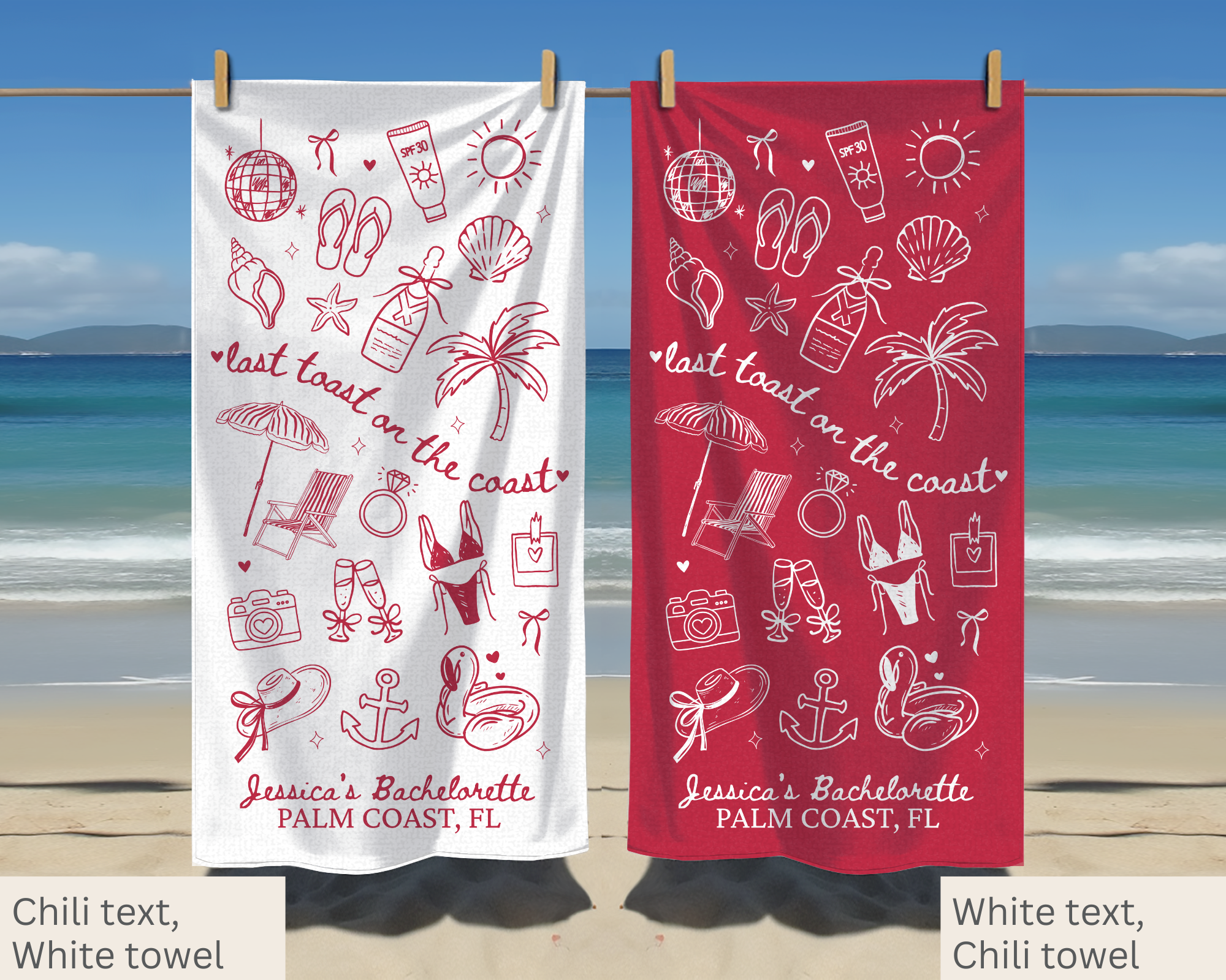 Last Toast on the Coast Bachelorette Towel