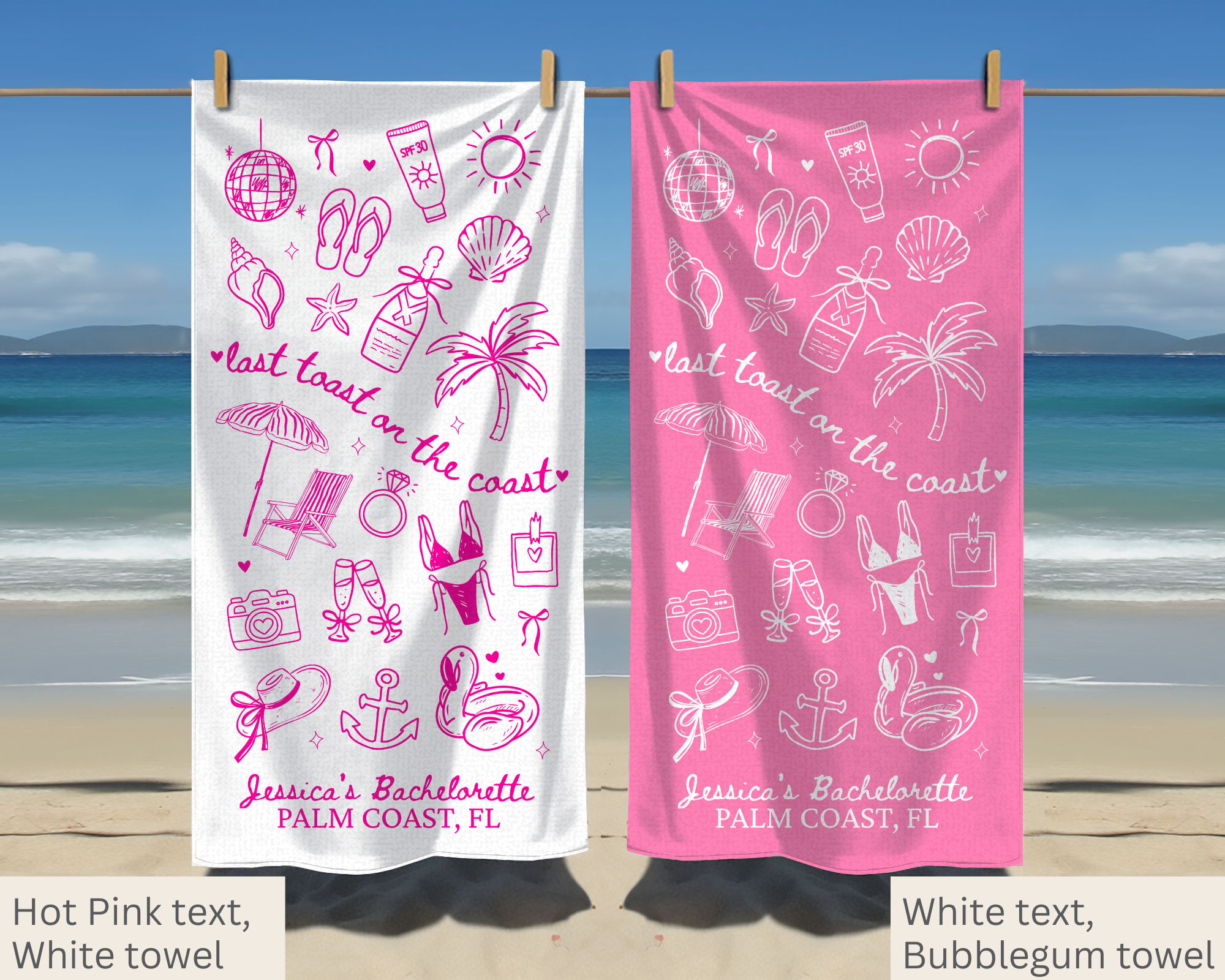 Last Toast on the Coast Bachelorette Towel