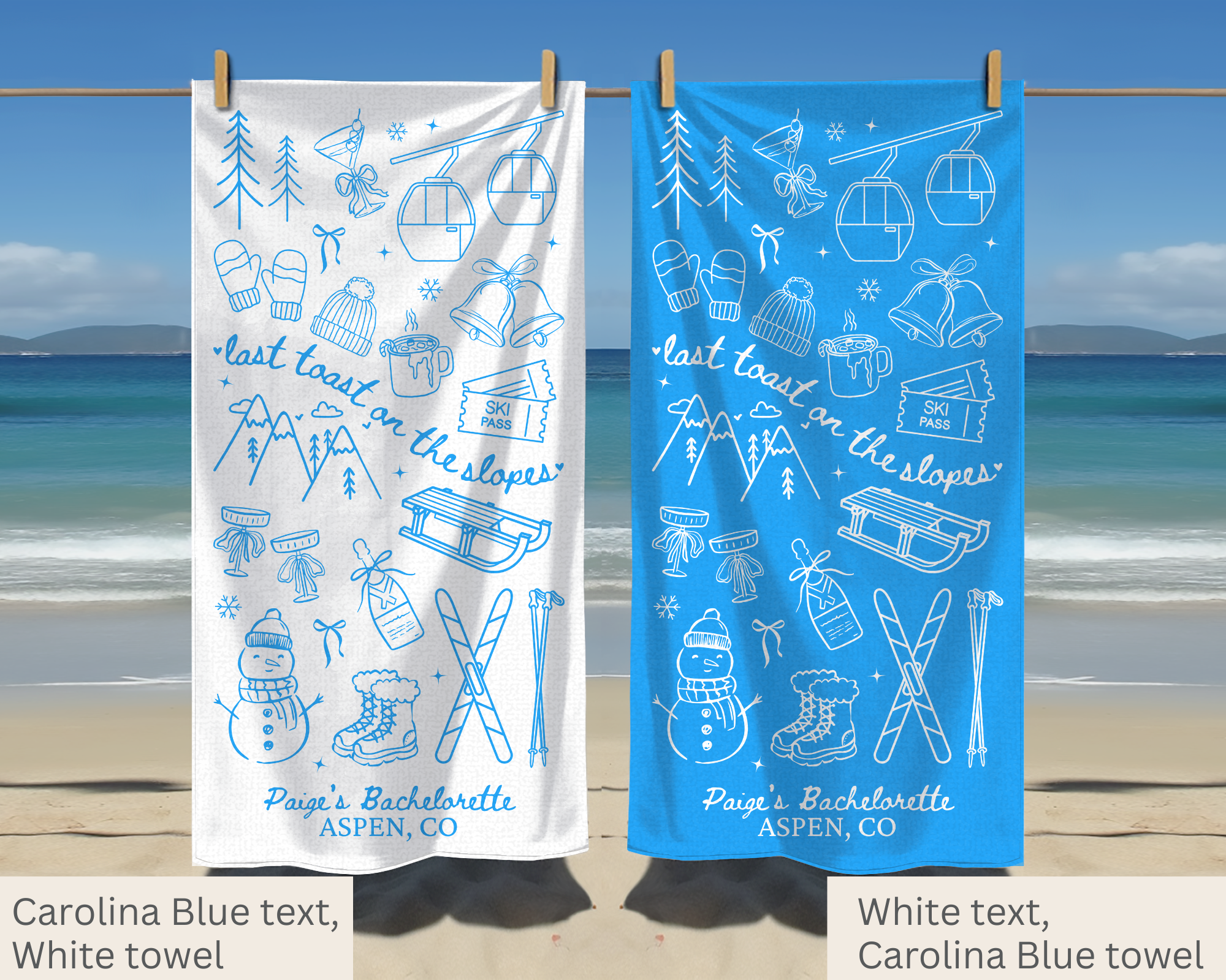 Last Toast on the Slopes Bachelorette Towel
