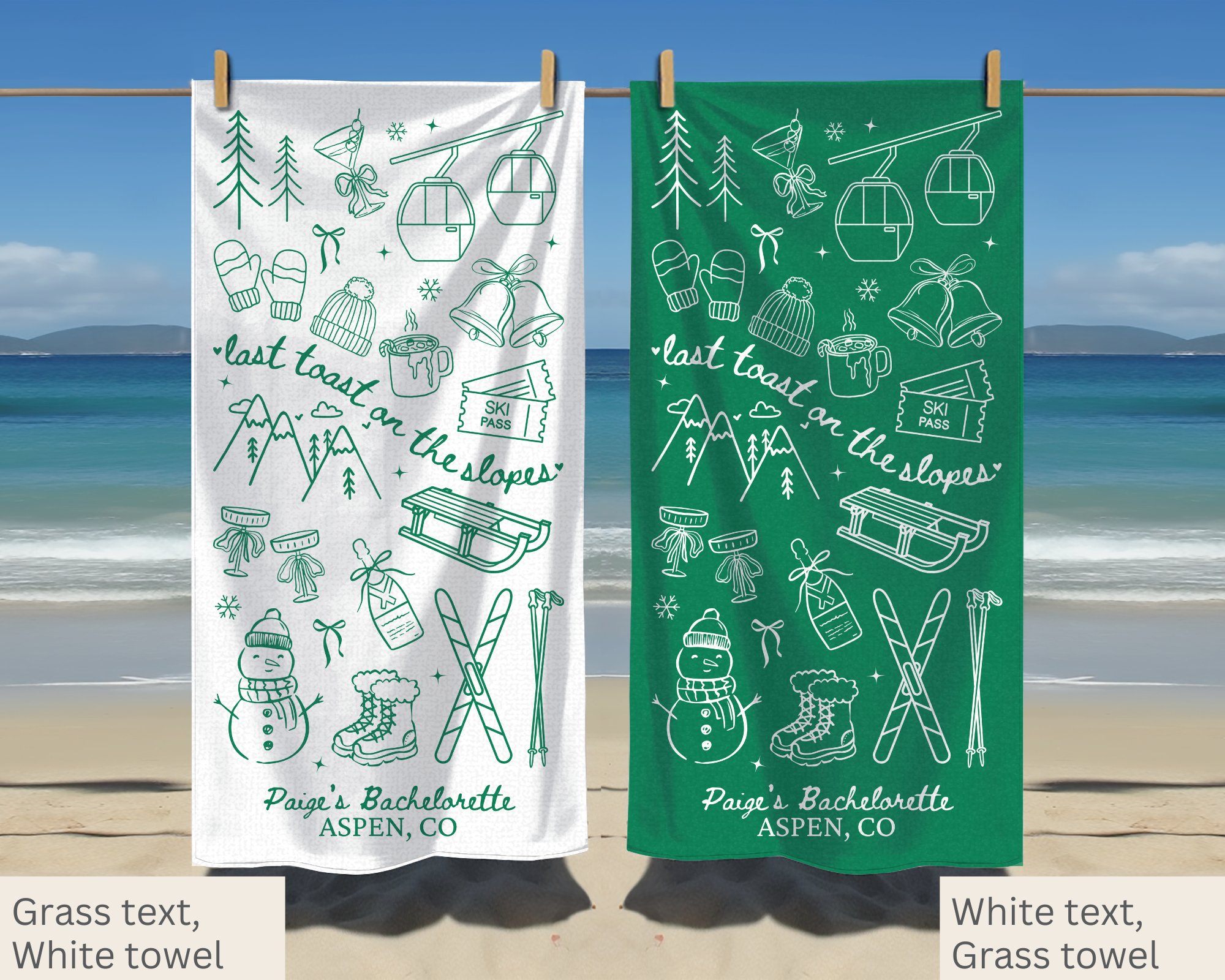 Last Toast on the Slopes Bachelorette Towel
