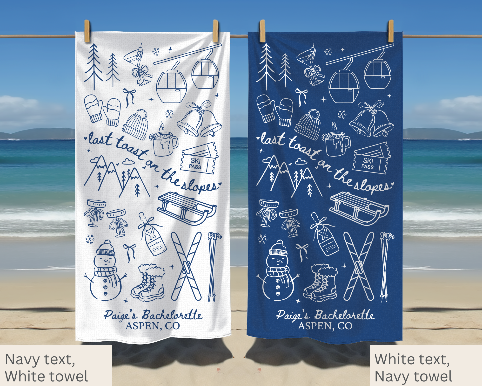 Last Toast on the Slopes Bachelorette Towel