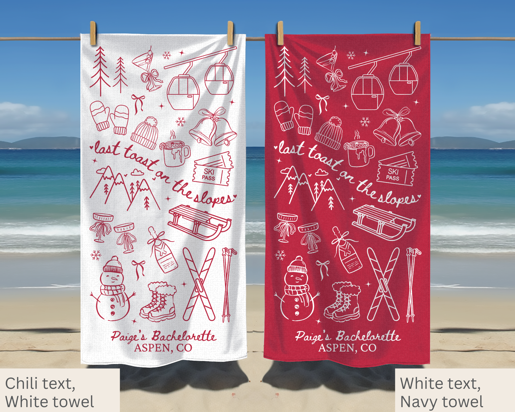 Last Toast on the Slopes Bachelorette Towel