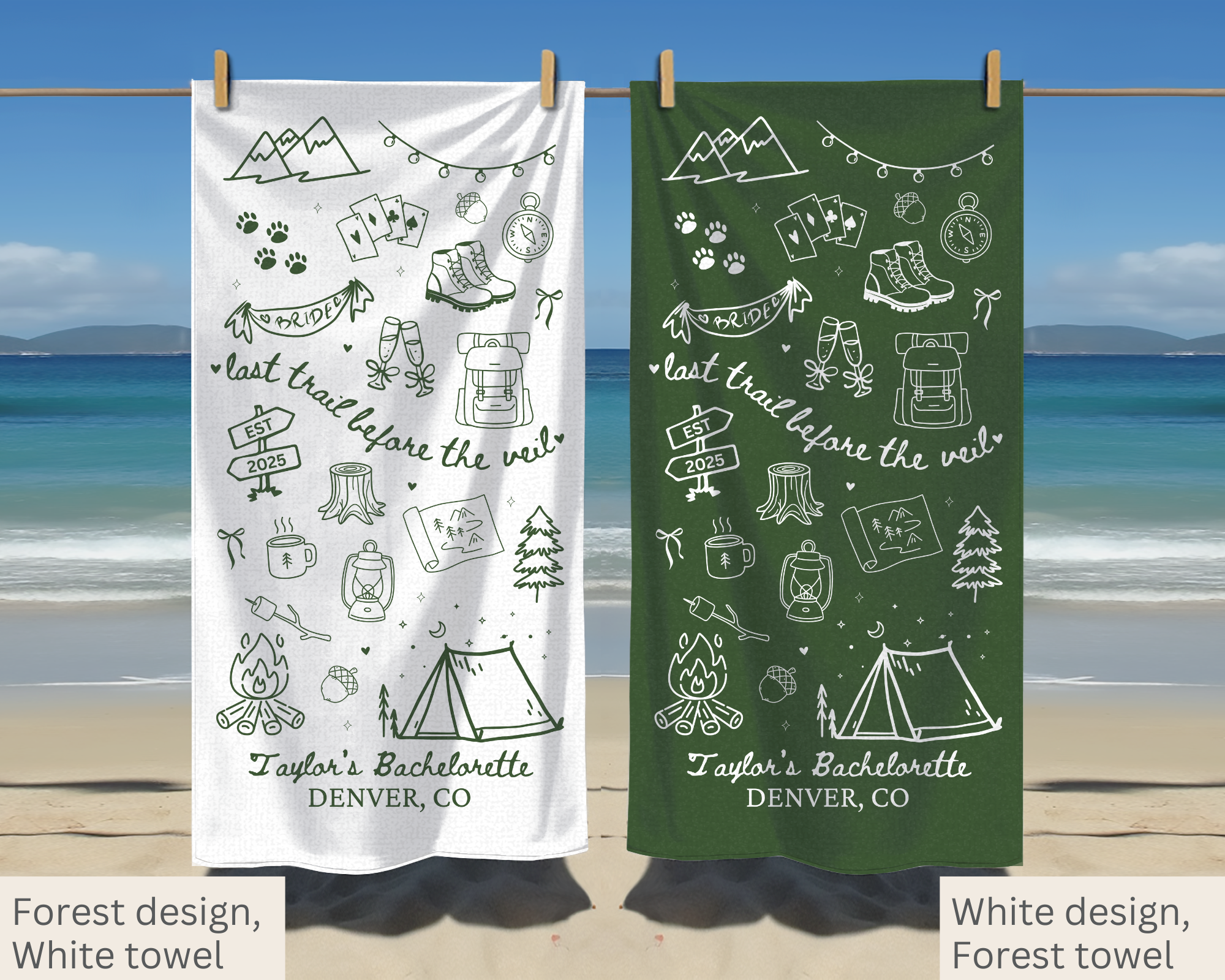 Last Trail Before the Veil Bachelorette Towel