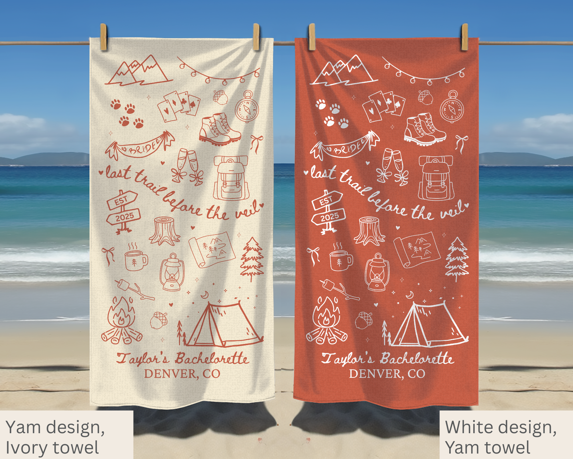 Last Trail Before the Veil Bachelorette Towel