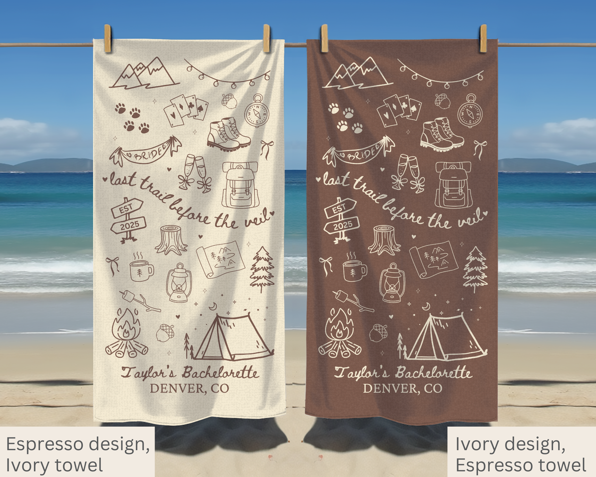 Last Trail Before the Veil Bachelorette Towel
