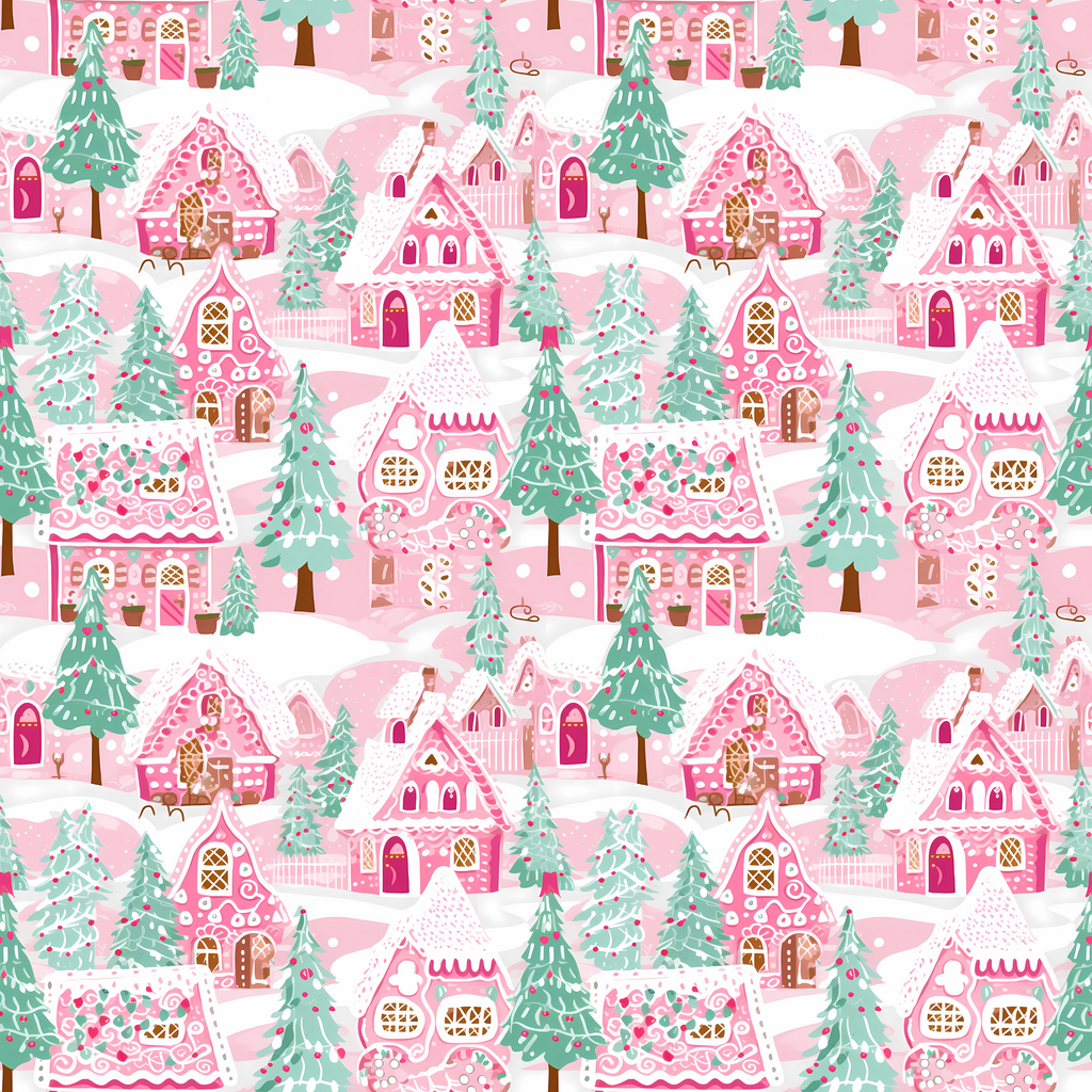 Pastel Holiday Village Wrapping Paper