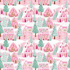 Pastel Holiday Village Wrapping Paper