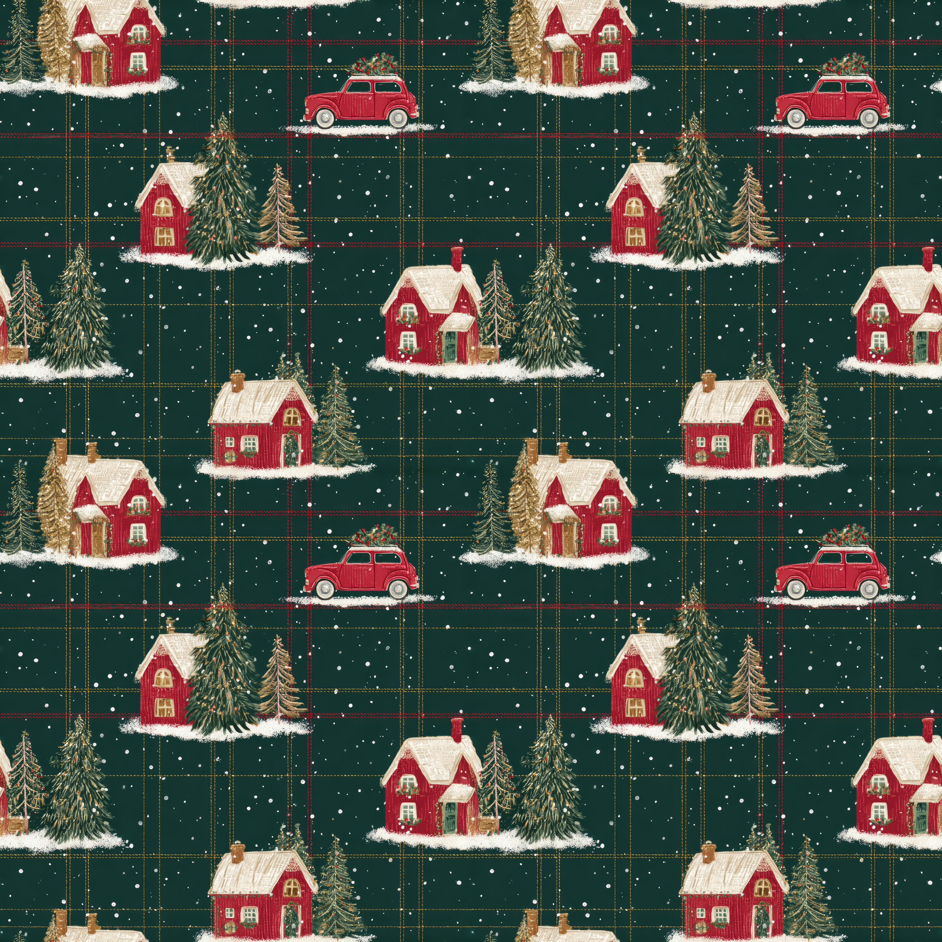 Classic Green Plaid Cabin Wrapping Paper