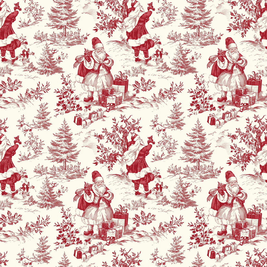 Vintage Red Santa Toile Wrapping Paper