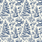 Vintage Blue Santa Toile Wrapping Paper