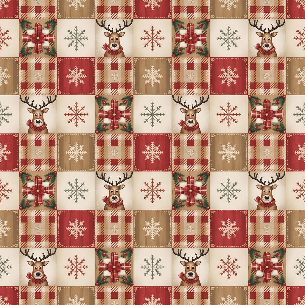 Country Reindeer Quilt wrapping Paper
