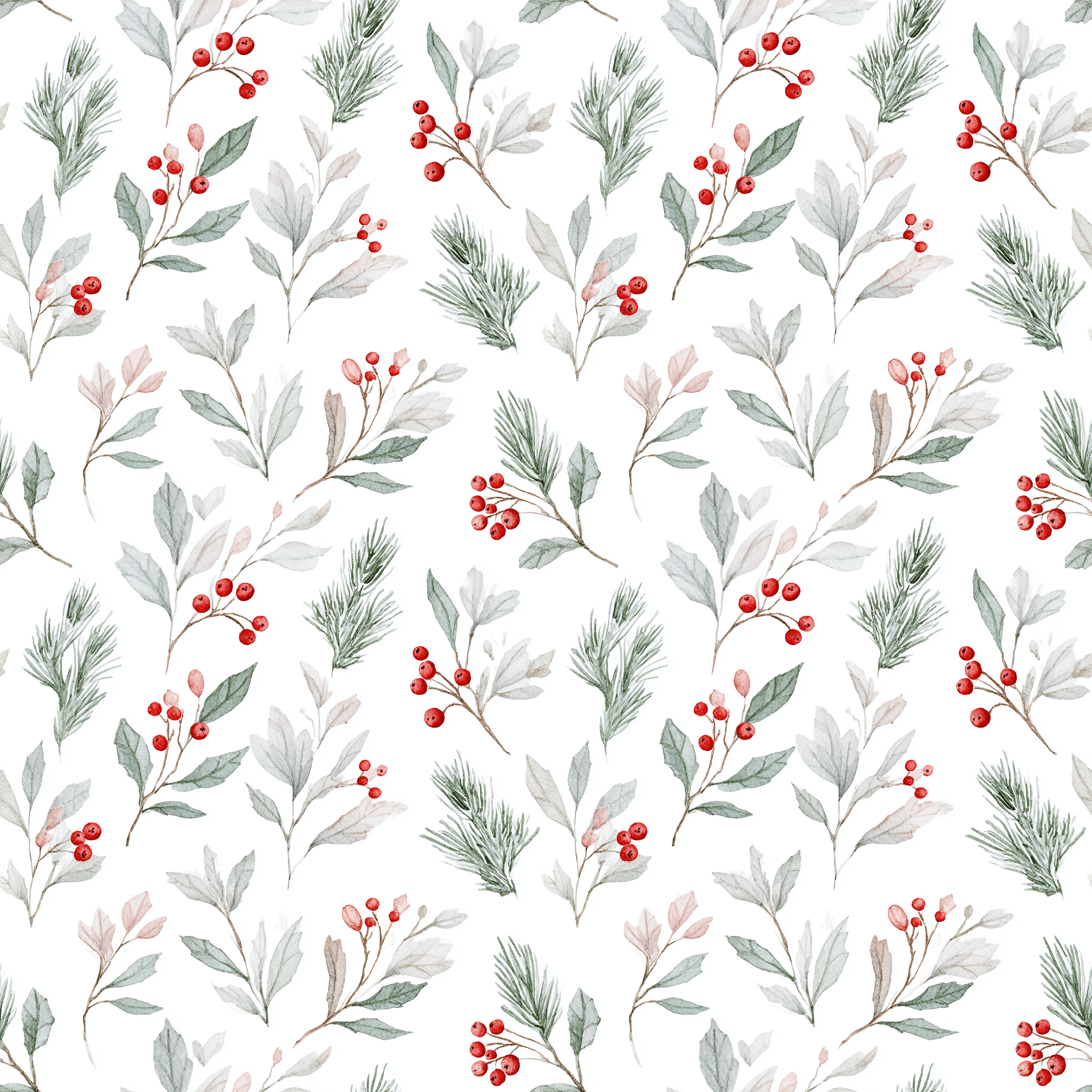 Watercolor Winter Berry Wrapping Paper