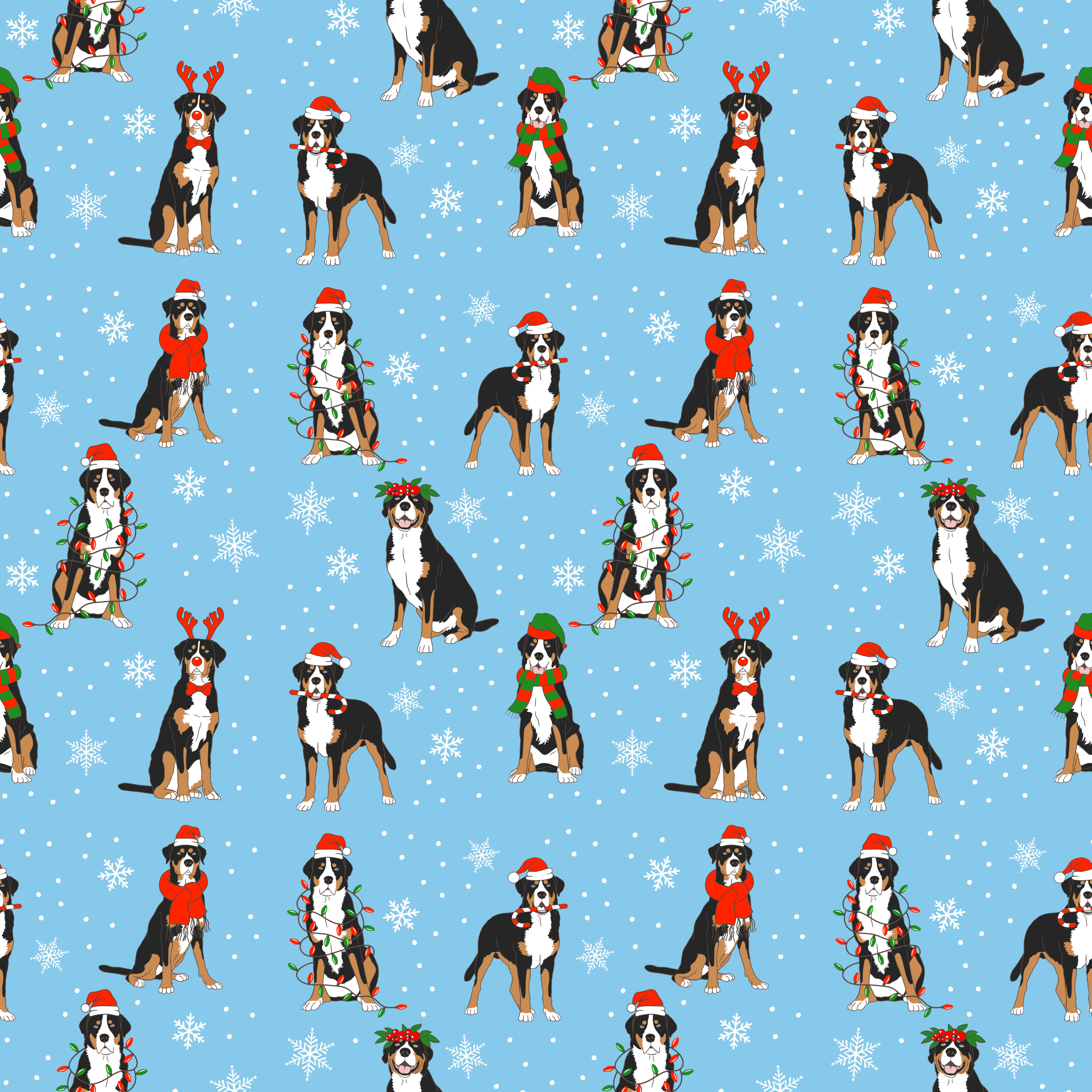 Winter Bernese Dog Wrapping Paper
