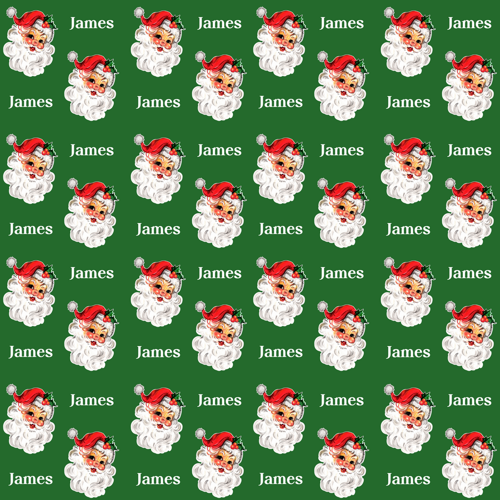 Retro Santa Custom Name Wrapping Paper