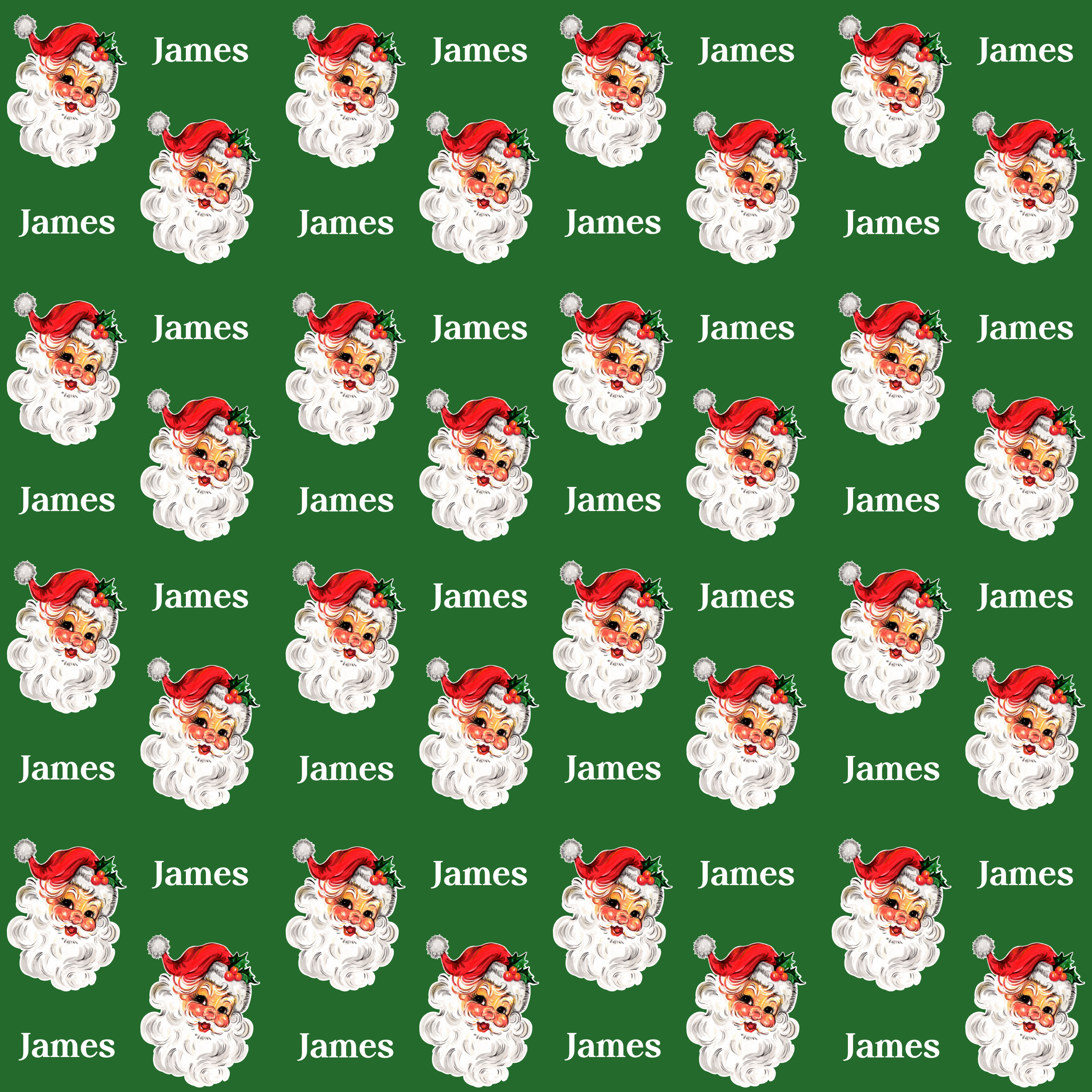 Retro Santa Custom Name Wrapping Paper
