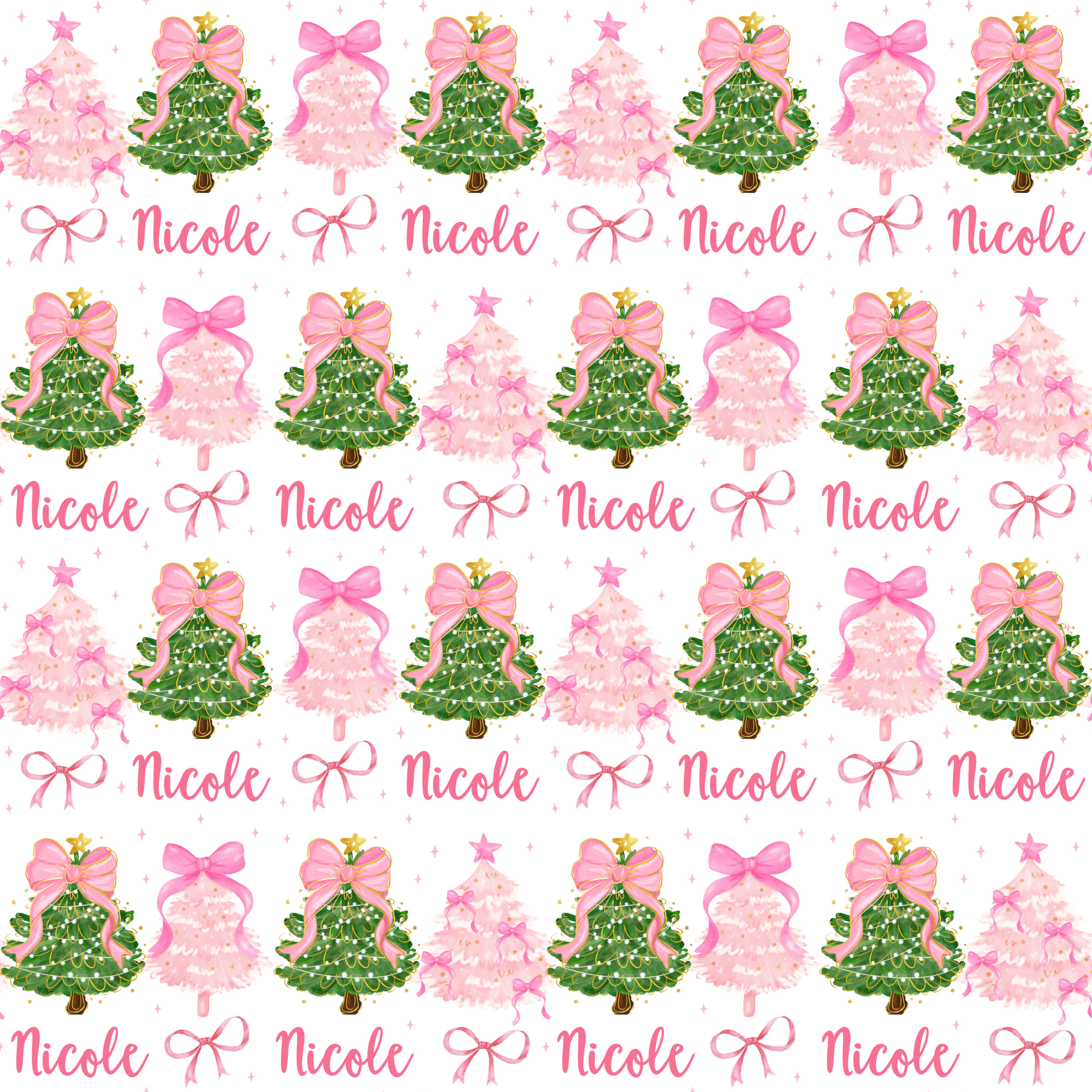 Custom Coquette Christmas Tree Wrapping Paper