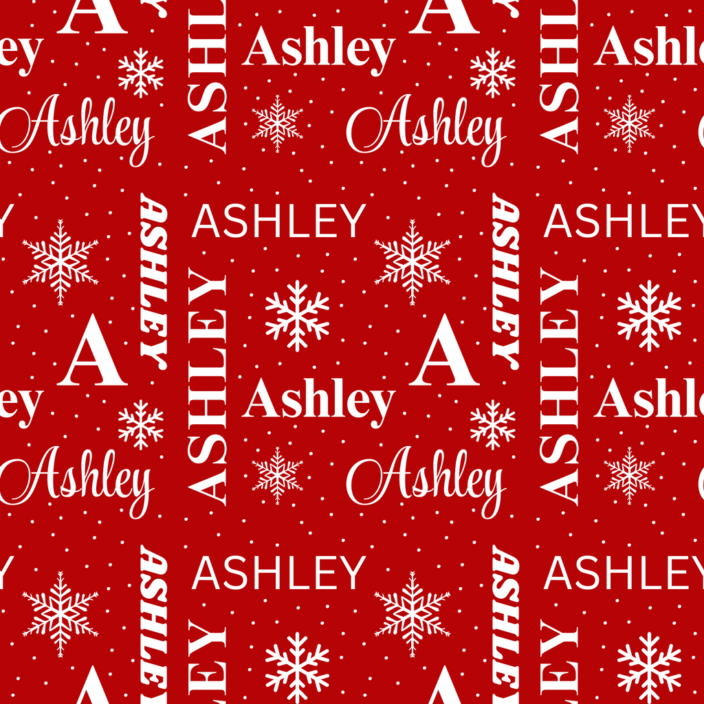 Red Custom Name Collage Wrapping Paper